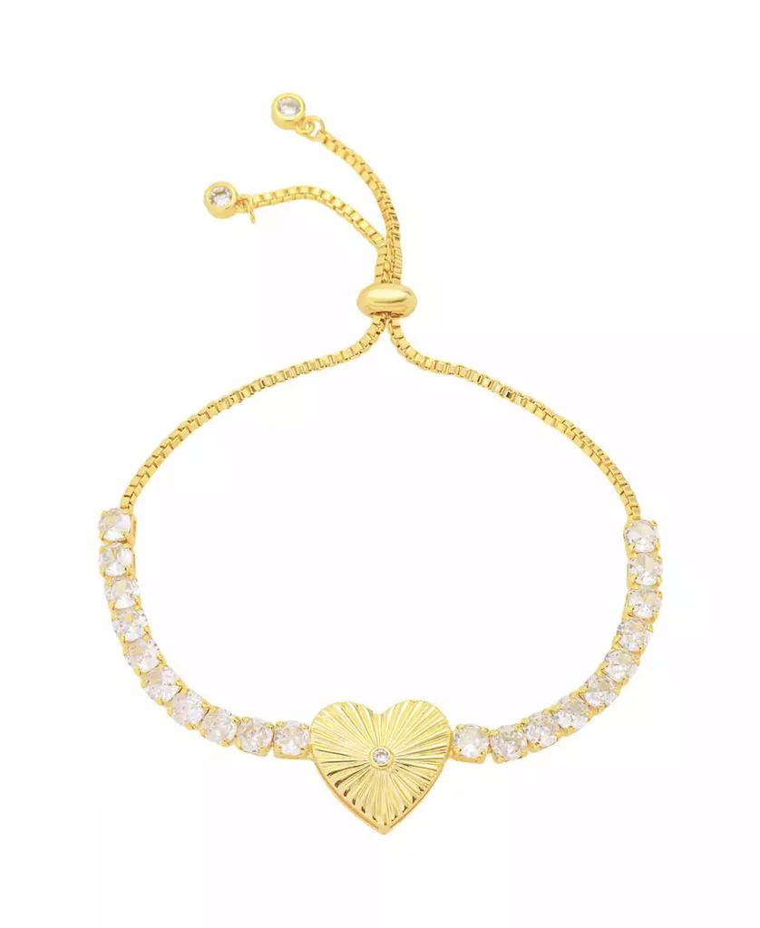 Unwritten Cubic Zirconia Diamond Cut Heart Bolo Bracelet 1