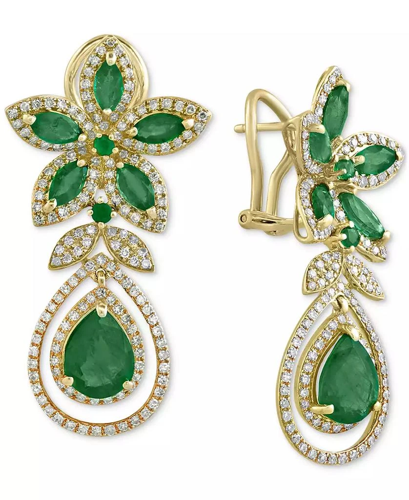 Effy EFFY® Emerald (5-1/4 ct. t.w.) and Diamond (1-1/4 ct. t.w.) Teardrop Earrings in 14k Gold or 14k White Gold, Created for Macy's 3