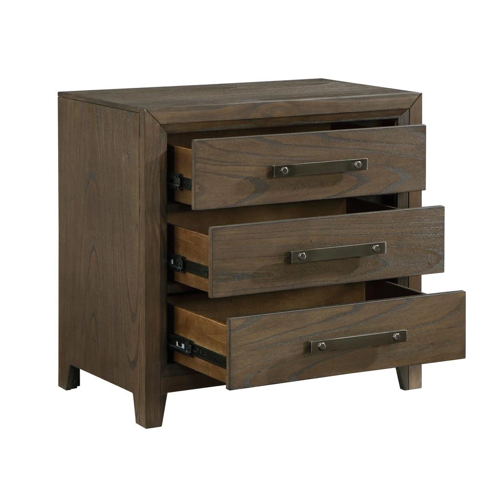 Simplie Fun Dark Walnut Finish Nightstand of 3 Drawers Classic Design Bedroom Furniture 1pc 3