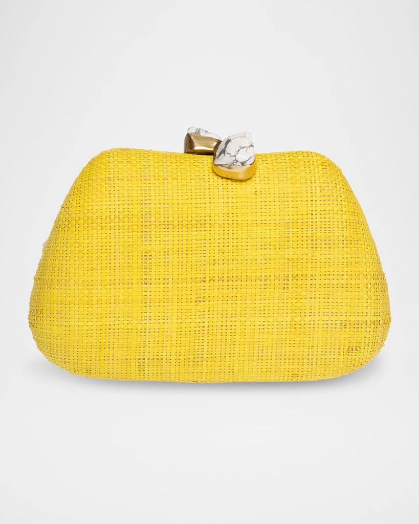 Rafe Tamu Flower Raffia Clutch Bag 3