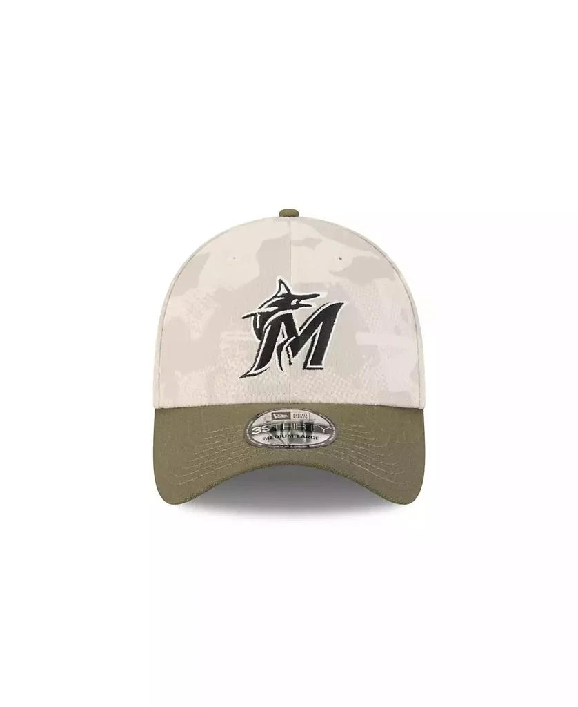 New Era Men's Light Beige/Olive Miami Marlins 2025 Armed Forces Day 39THIRTY Flex Hat 3