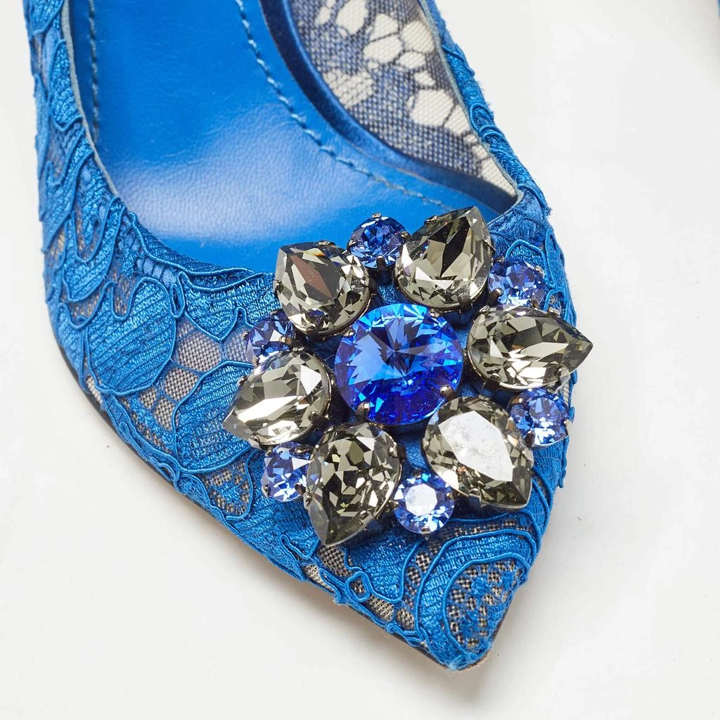 Dolce & Gabbana Dolce & Gabbana Blue Lace Crystal Embellished Bellucci Pumps Size 37 7