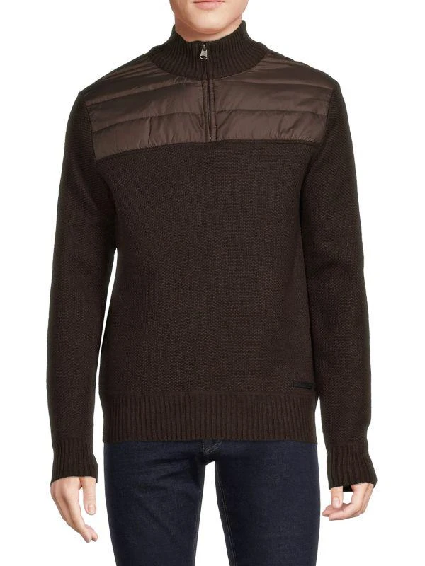 BUFFALO David Bitton Walker Polar Fleece-Lined Half-Zip Sweater 1