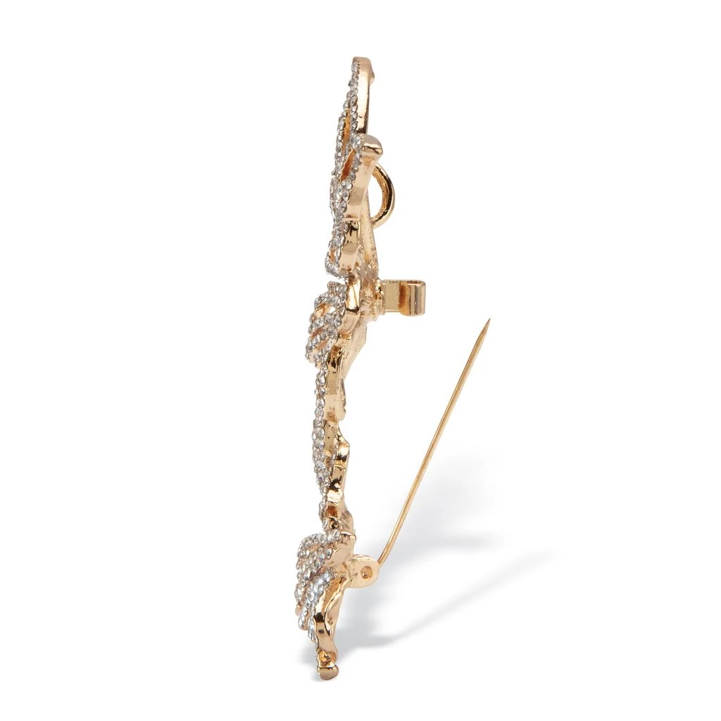 Palm Beach Jewelry Round White Crystal Butterfly Pin Goldtone 2 1/2" Length 2