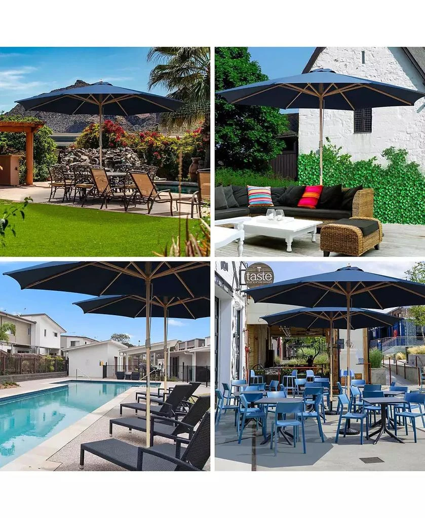 Yescom 13FT Large Outdoor Patio Umbrella UV30+ Wood 8 Rib Pole for Table Beach Yard Garden Wedding Deck Cafe Pool Navy 2