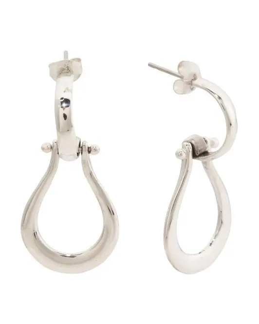 SEED & SAGE Made In Mexico Sterling Silver Door Knocker Hoop Earrings