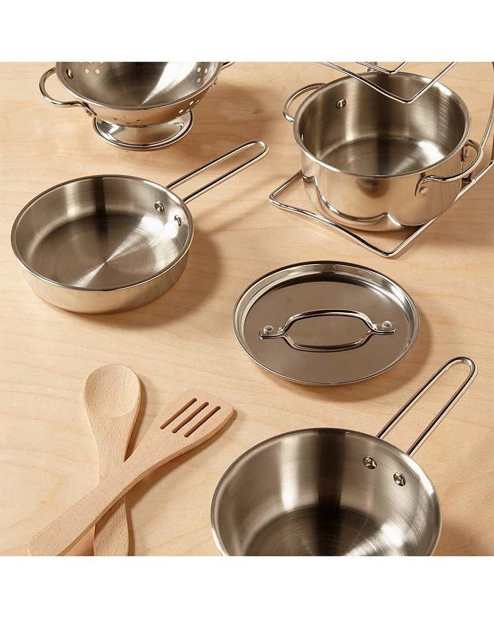 Melissa & Doug Stainless Steel Pots & Pans Play Set - Ages 3+ 7