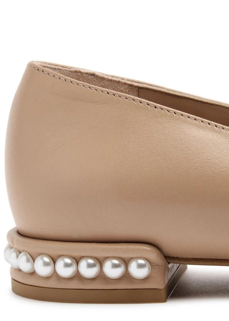 Stuart Weitzman Pearl-embellished leather ballet flats 4