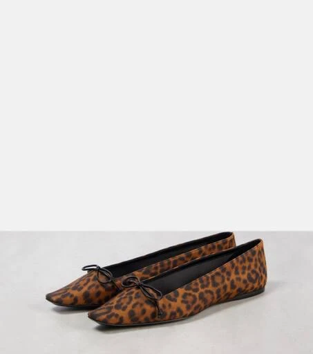Yves Saint Laurent Poppy leopard-print grosgrain ballet flats 4
