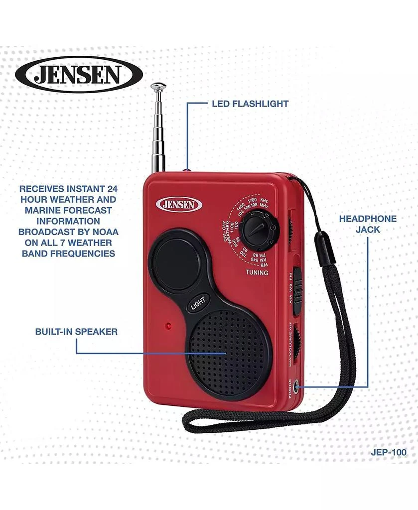 Jensen JEP-100 Am/Fm Weather Band Radio With Flashlight 3
