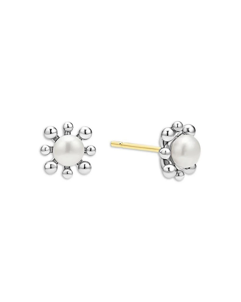 LAGOS Sterling Silver Luna Cultured Pearl Fleur Stud Earrings 1