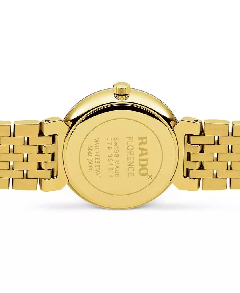Rado Women's Swiss Florence Classic Diamond Accent Gold Tone Stainless Steel Bracelet Watch 30mm 2