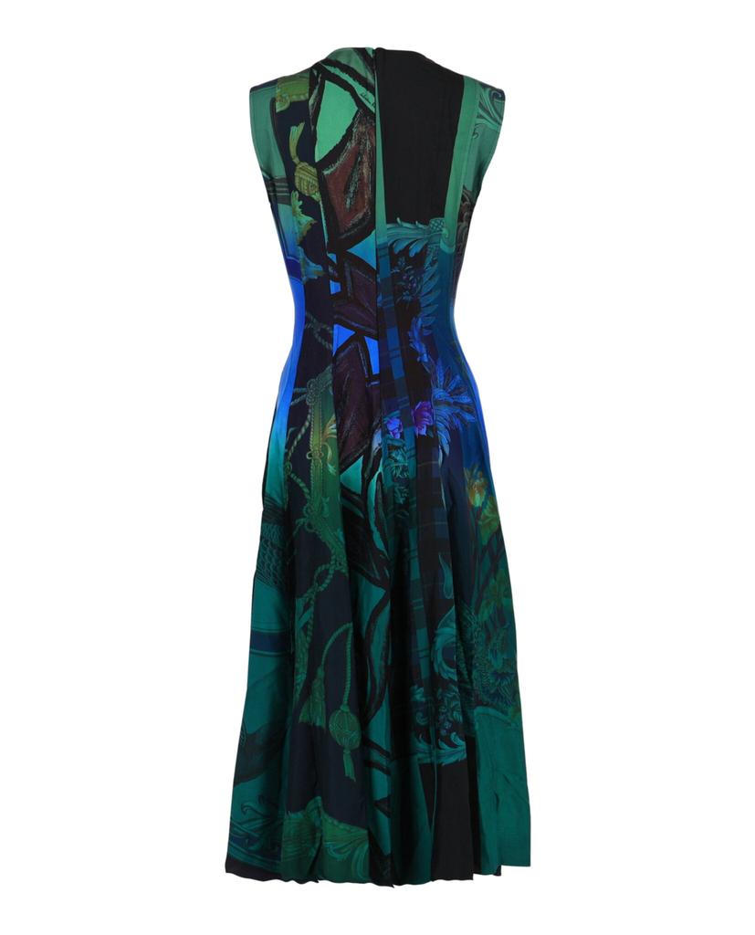 Salvatore Ferragamo Sleeveless Graphic Printed Silk Midi Dress