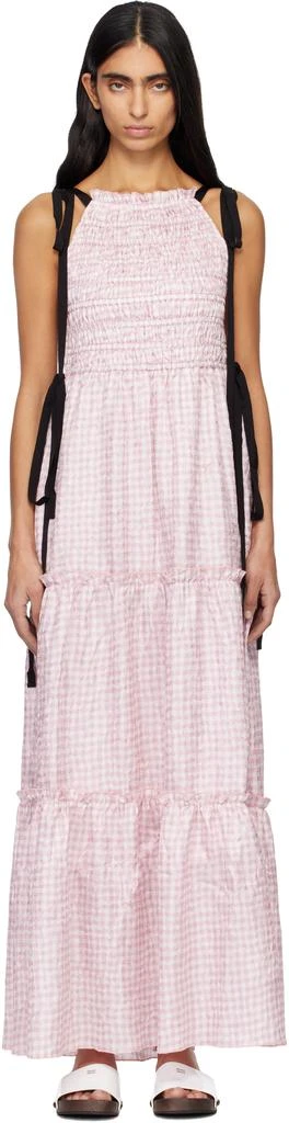 Ganni Women's Shibori Pleat Maxi Smock Slip Dress, Bleached Mauve (Pink), Size - 36