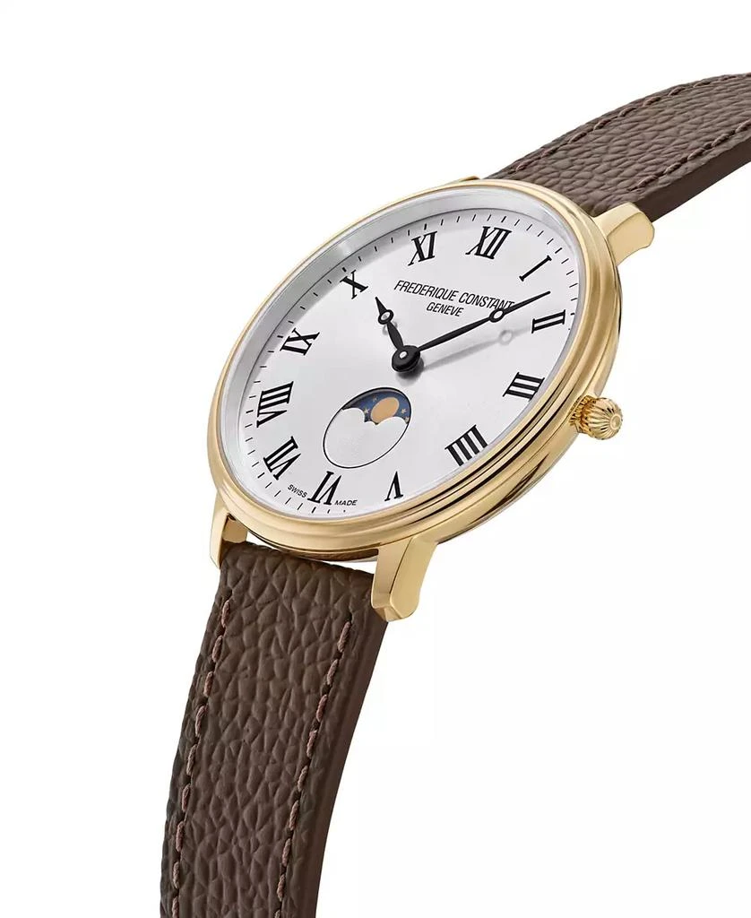 Frederique Constant Men
s Classics Quartz Moonphase Brown Leather Strap Watch 39mm 2