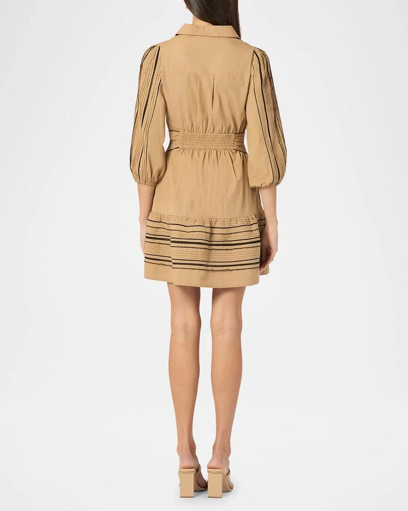 Shoshanna Towns Pintuck Flounce Cotton Mini Dress 3