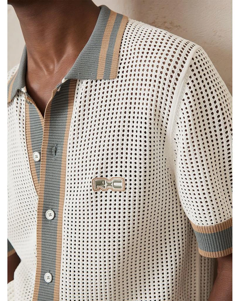REISS CHE Crusoe Contrast Trim Crochet Short Sleeve Shirt 5