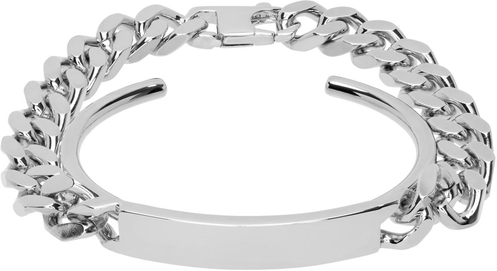 アクセサリー Maison Margiela MM6 Logo Cuff Bracelet Silver Minimal Logo Bracelet by MM6 Maison Margiela on Sale