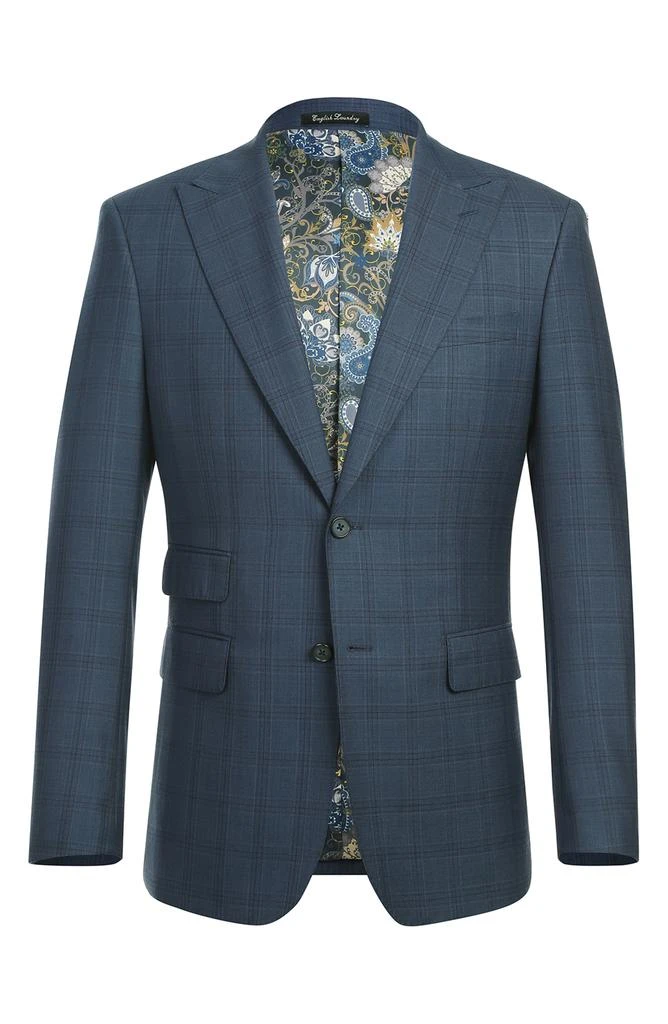 English Laundry Plaid Trim Fit Wool Blend Two-Piece Suit 4