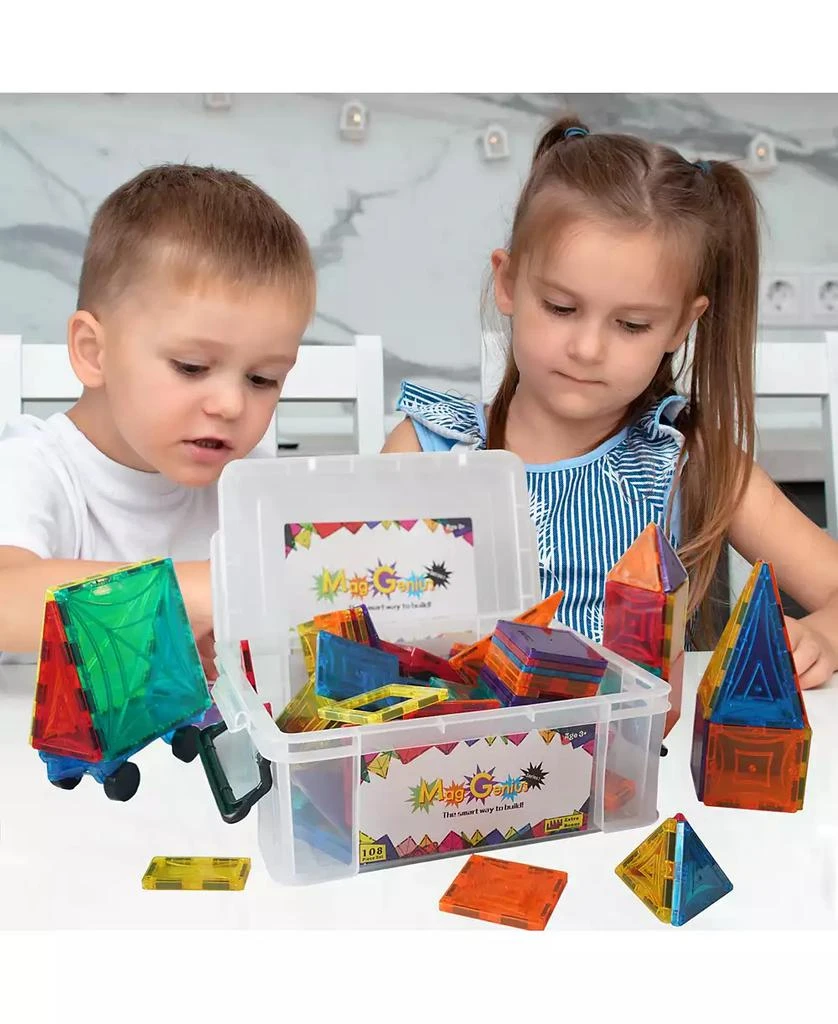 Mag-Genius 108 Piece Magnetic Building Blocks With Two Bonus Pieces 9