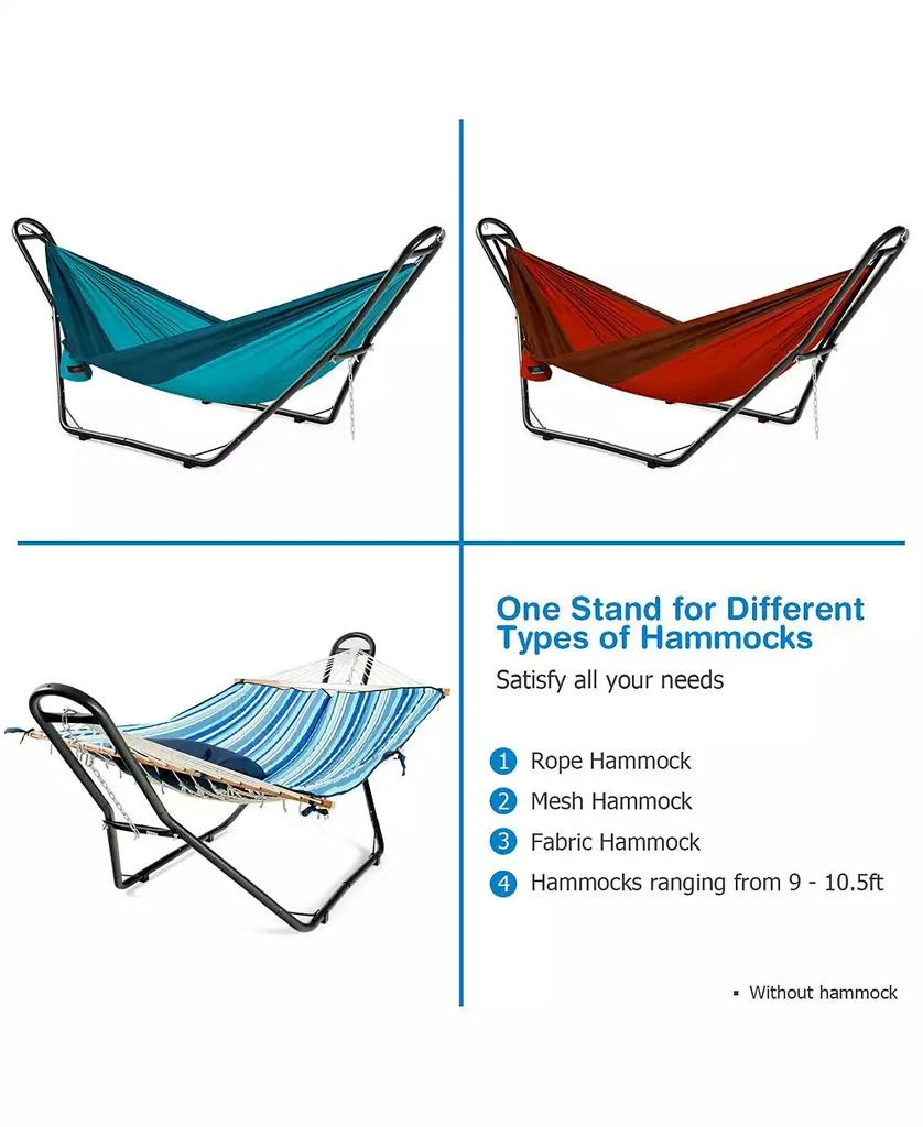 Gymax Hammock Stand Heavy Duty Steel Frame Hanging Hooks Indoor Outdoor 9