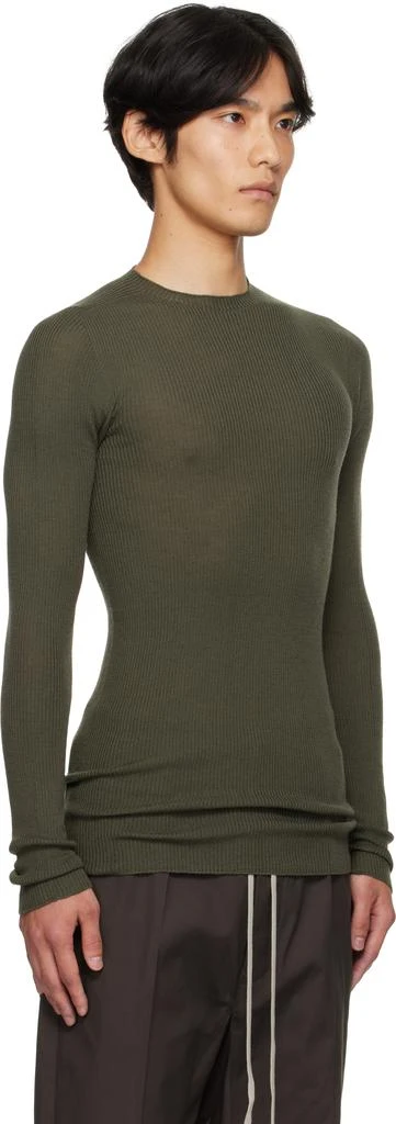Rick Owens Khaki Concordians Ribbed Round Neck Sweater 2