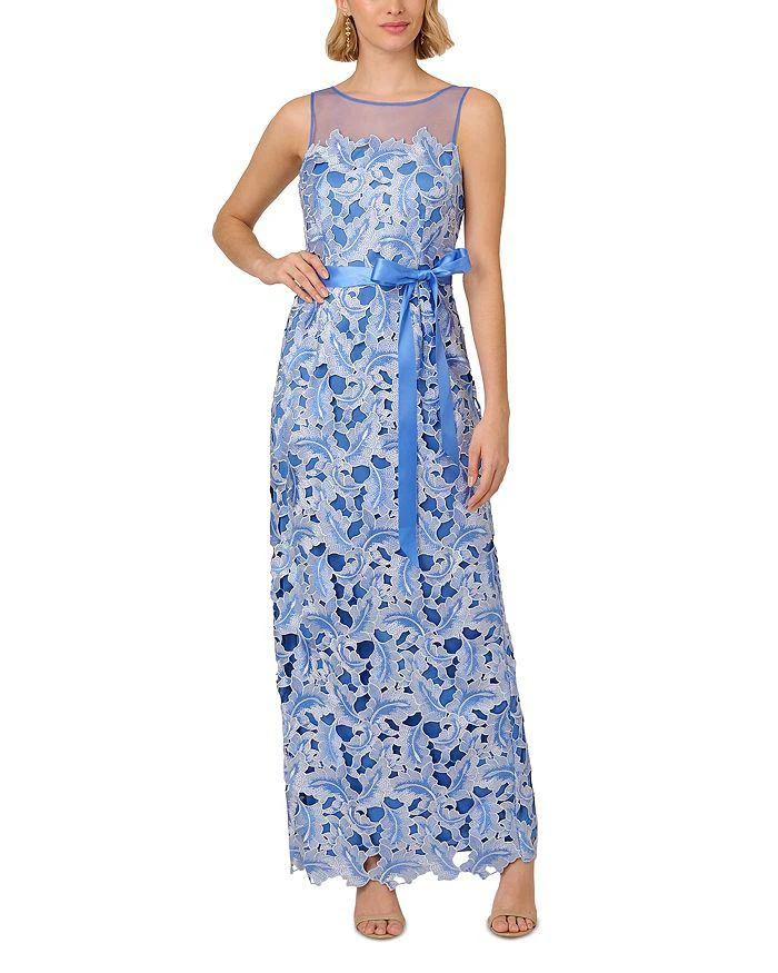 Adrianna Papell Illusion Neck Tonal Lace Dress 1