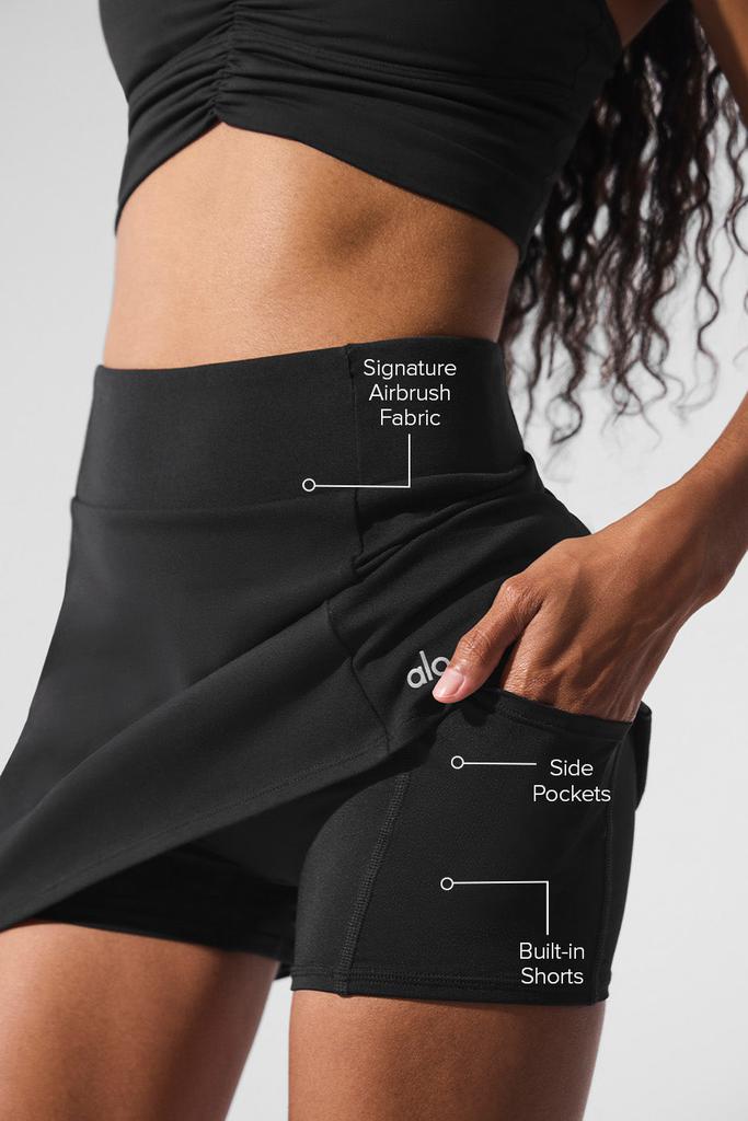 Alo Airbrush High-Waist Good Form Tennis Skirt - Black