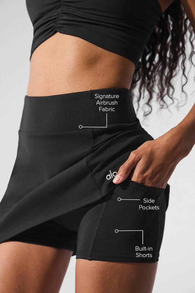 Alo Airbrush High-Waist Good Form Tennis Skirt - Black 2
