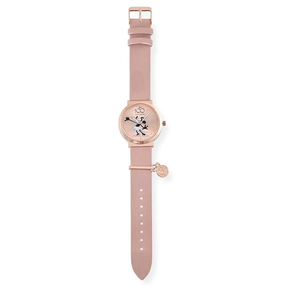 Accutime Women's Disney 100th Anniversary Analog Pink Faux Leather Watch 3