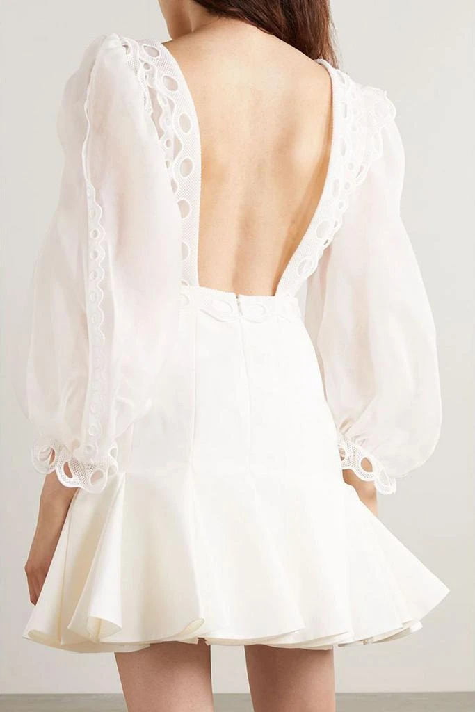RIME ARODAKY Oia backless silk-organza, grain de poudre and broderie anglaise cotton mini dress 3