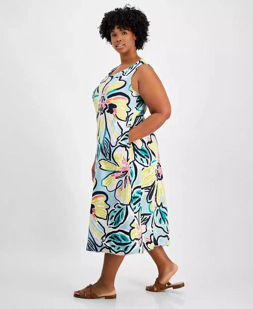 Charter Club Plus Size 100% Linen Floral-Print Tank Dress, Created for Macy's 3