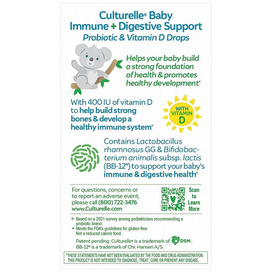 Culturelle Immune & Digestive Support Probiotic + Vitamin D Drops, 0-12 Months 2