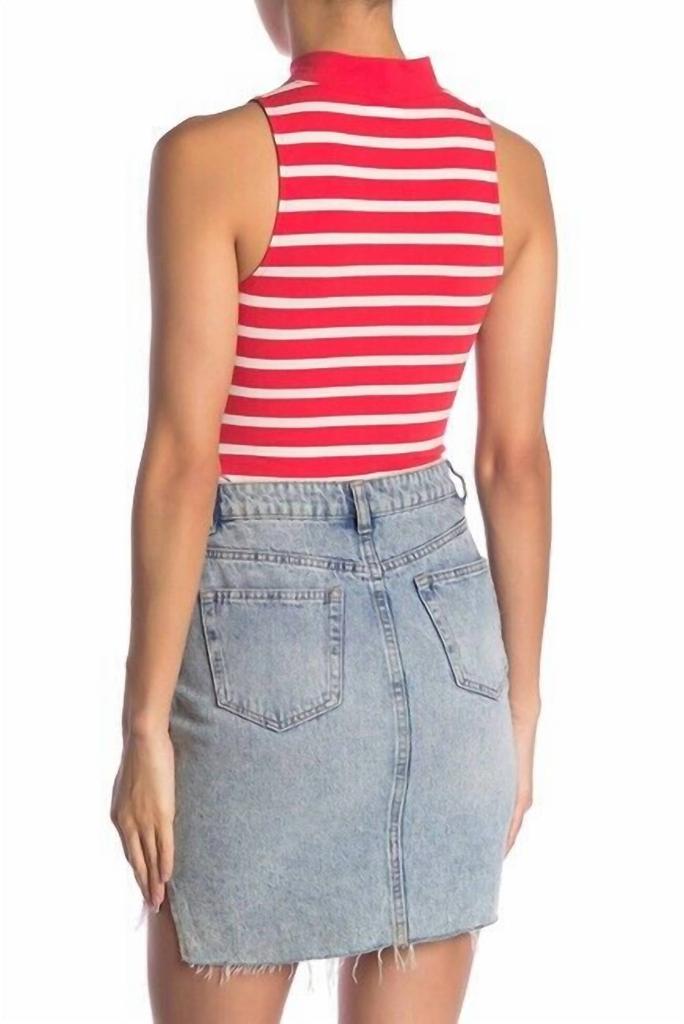Abound Abound - Striped Sleeveless Mock Neck Cotton Bodysuit