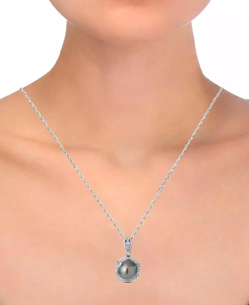 Macy
s Tahitian Cultivated Pearl (11mm) and Diamond (1/4 ct. t.w.) Pendant Necklace in 14k White Gold 3