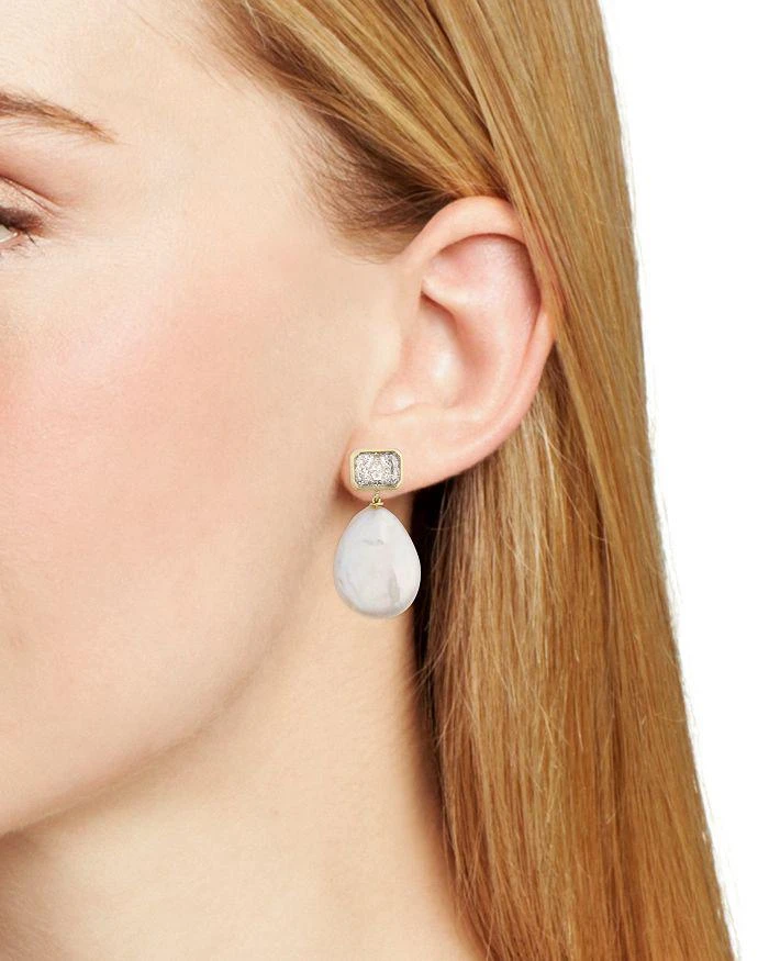 Shashi Emerald Baguette Cultured Freshwater Pearl Earrings 2