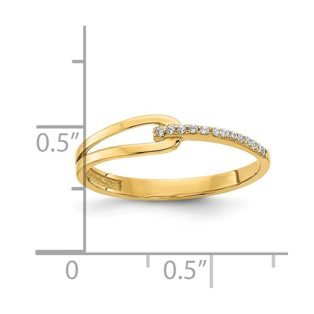 Diamond2Deal 14k Yellow Gold Polished Fancy Cubic Zirconia Ring 3