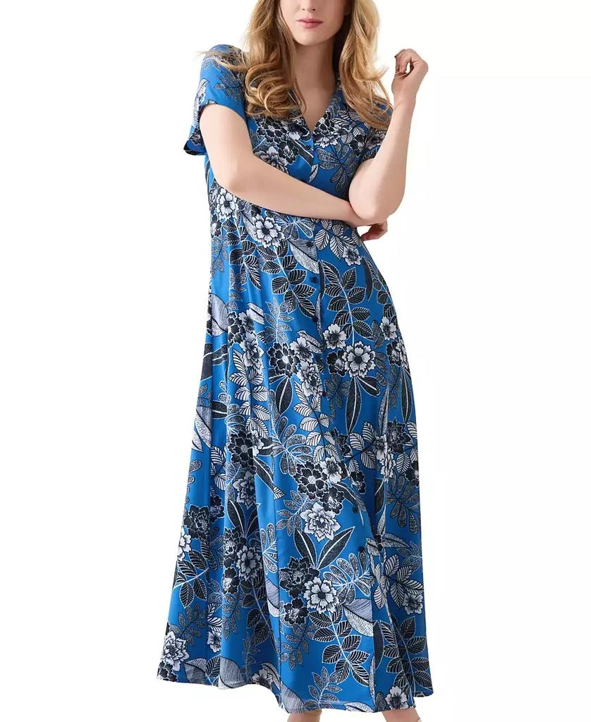 jones new york blue dress Blue Classic Pleated Fit & Flare Dress