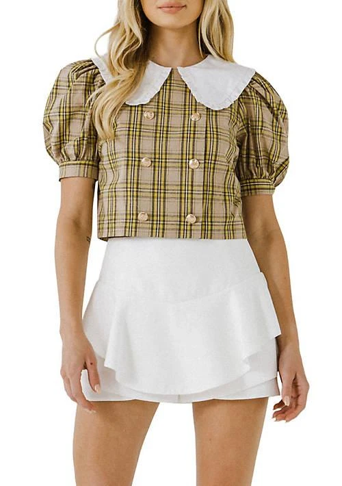 English Factory Factory Oversized Collar Check Top 1