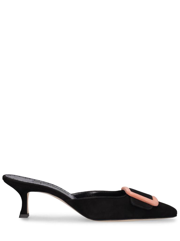 MANOLO BLAHNIK 50mm Maysalebi Suede Mules