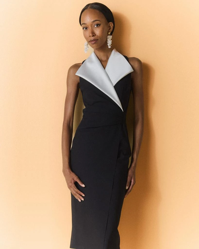 strapless open back dress Two Tone Pleated Midi Dress
