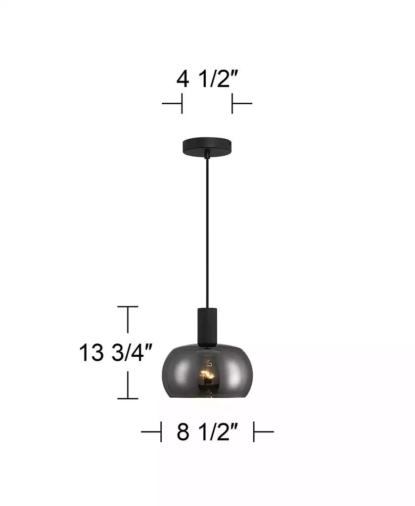 Possini Euro Design Rorie 8 1/2" Modern Pendant Ceiling Light Fixture Dining Room Over Table Kitchen Island Black Smoke Glass Mini 7