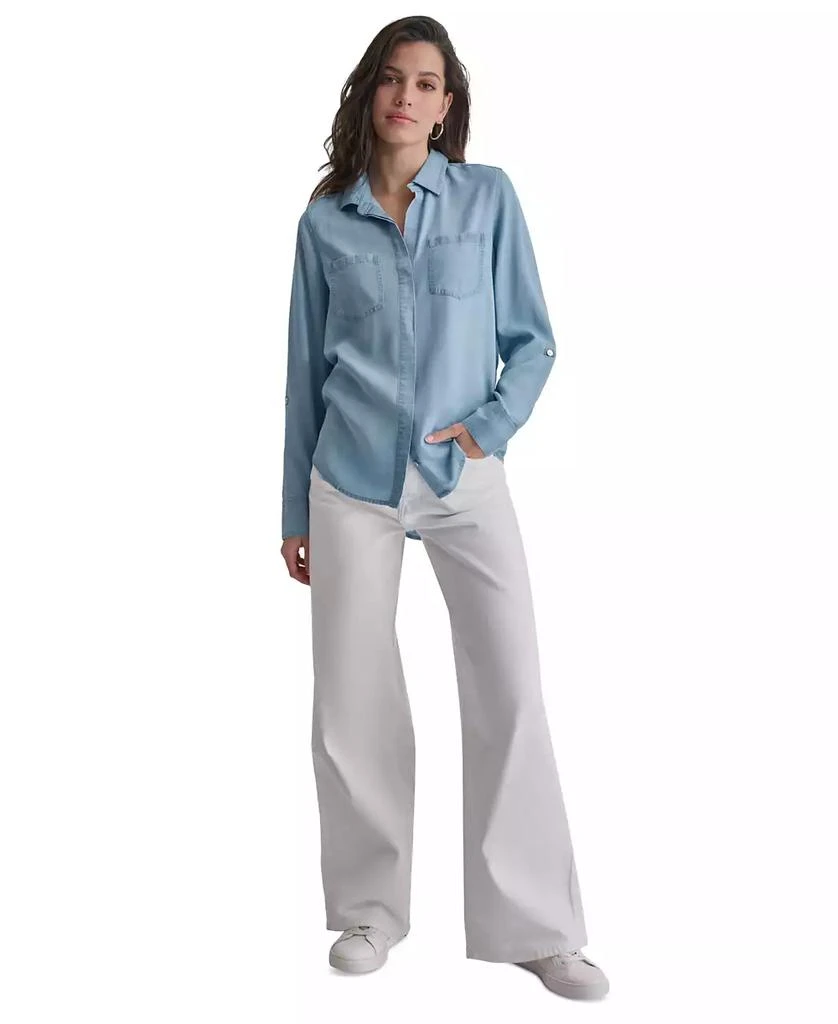 DKNY Women's Roll-Tab-Sleeve Button-Front Shirt 6