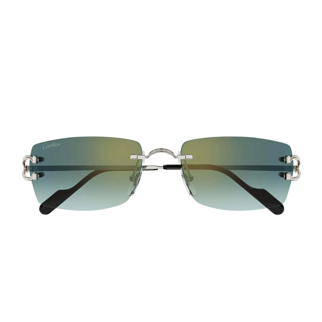 Cartier Eyewear Cartier Ct0550s Décor C Classique 004 Silver Green Sunglasses 1