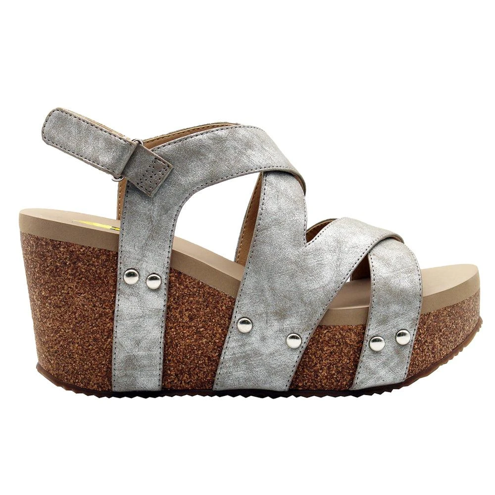 VOLATILE Tory Slingback Studded Wedge Sandals 1
