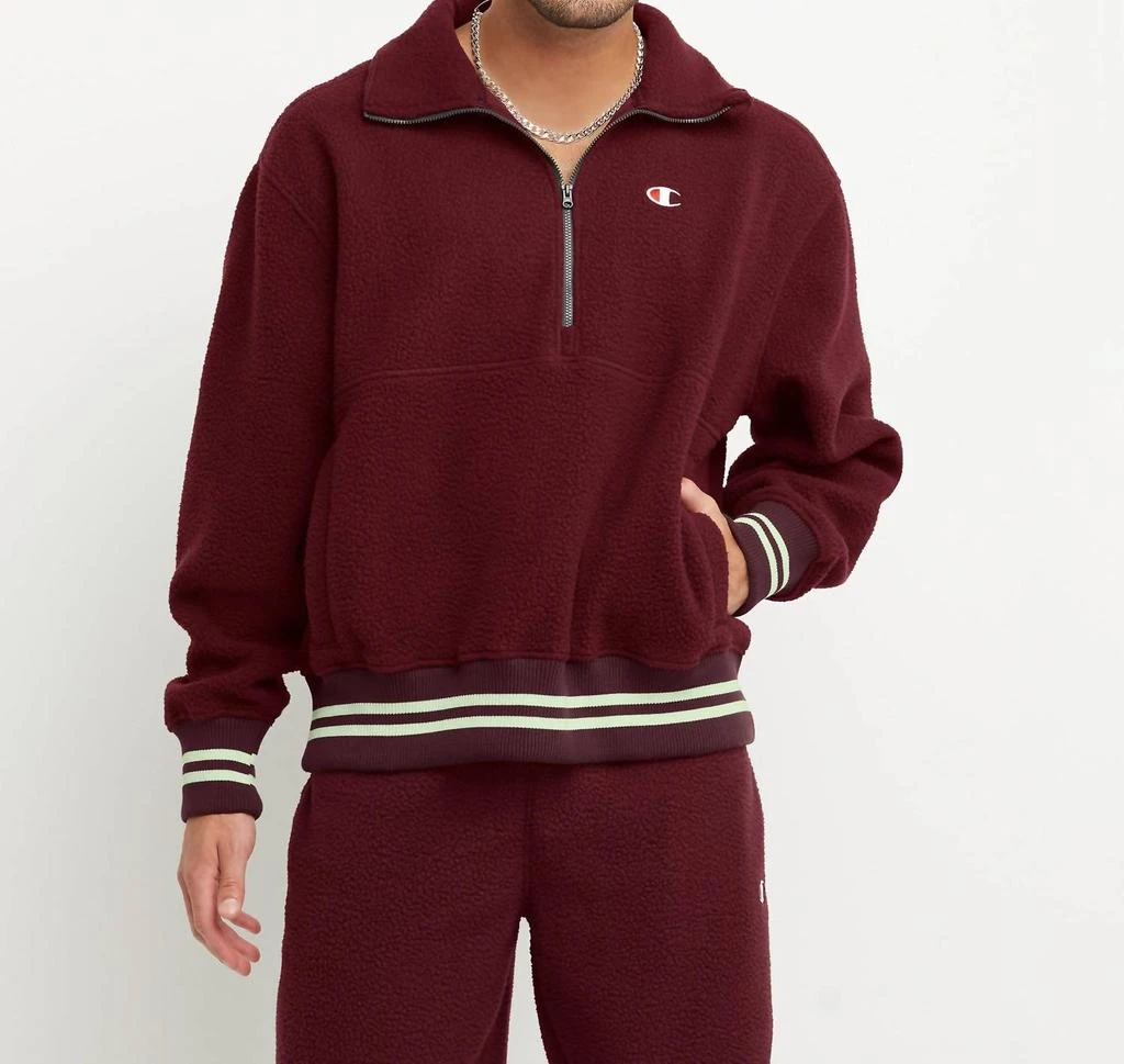 CHAMPION High Pile Fleece Warmup Jacket In Maroon 1