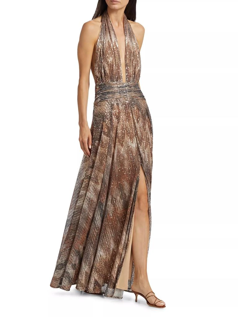 Ramy Brook Reyna Abstract Sequined Halterneck Gown 2