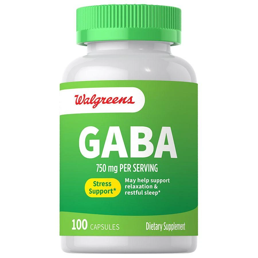 Walgreens GABA Supplement 750 mg Capsules for Stress Support (100 days) 1