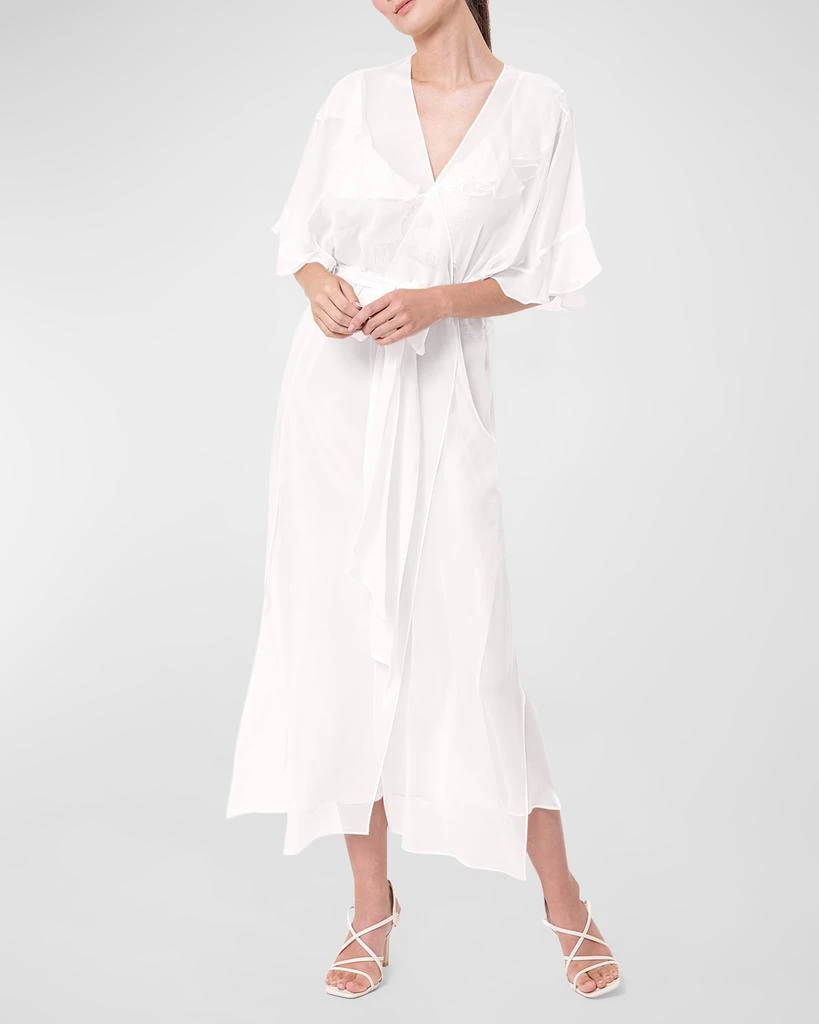 Christine Lingerie Angel Flutter-Sleeve Sheer Silk Chiffon Robe 1