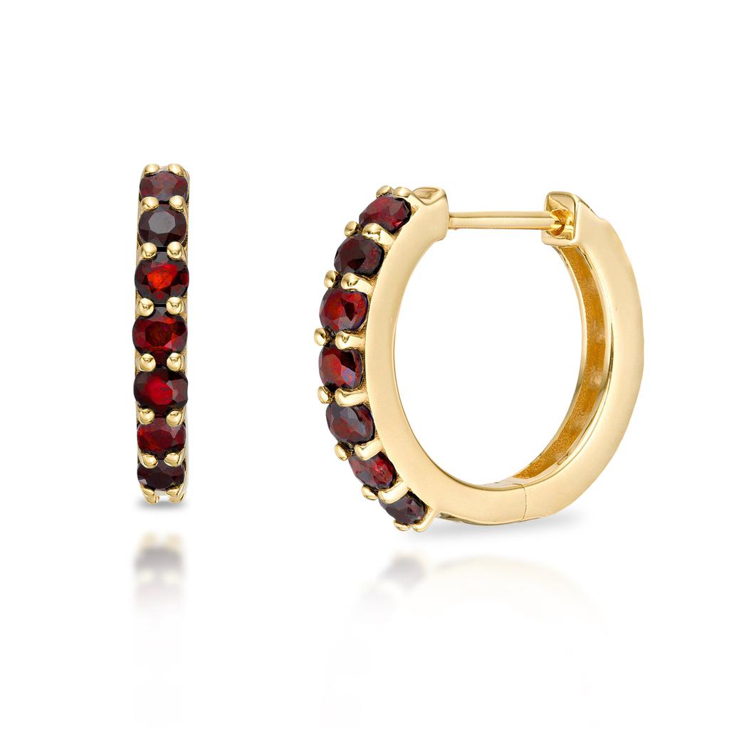 MAX + STONE Solid 10k Yellow or White Gold 12mm Gemstone Hoop Huggie Earrings